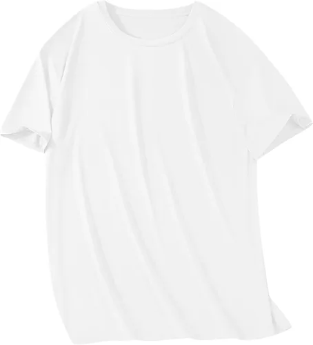 Vista 13 de Camisas grandes y altas para hombre, pesadas, cuello redondo, de algodón, que absorben la humedad, atlética, elástica, hipster