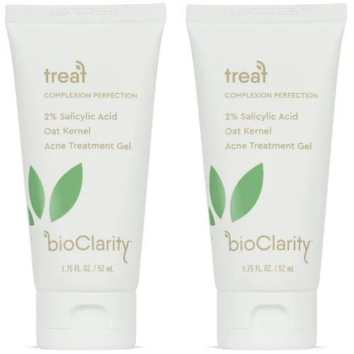 Vista 5 de bioClarity Gel de tratamiento para el acné 2% ácido salicílico + núcleo de avena hidratante 100% vegano, ingredientes limpios 1 onza líquida