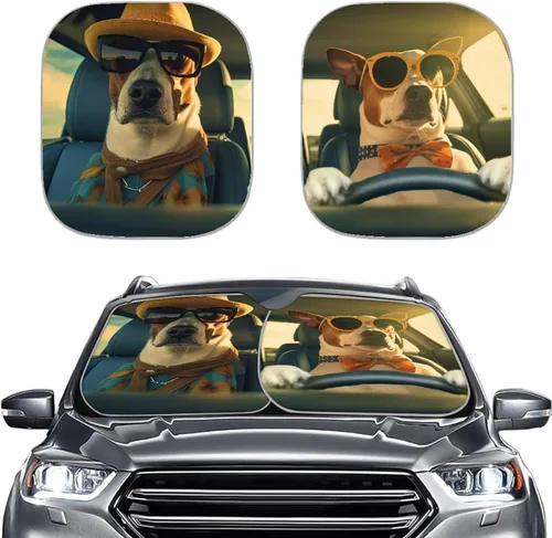 Vista 21 de Parasol para parabrisas de automóvil con estampado de playa tropical, protección universal para proteger el interior del automóvil, bloquea