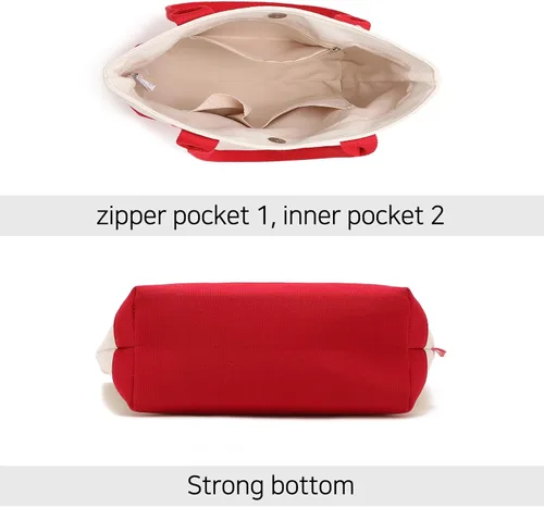 Vista 5 de Bolsa de lona para mujer, bolso de hombro con asa superior, bolso casual para ir de compras