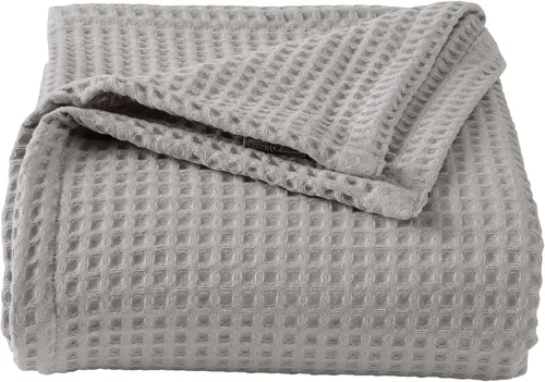 Vista 15 de Manta de cama 100% algodón con tejido waffle Suave, transpirable y ligera para todas las estaciones Perfecta para superponer Colección Brielle