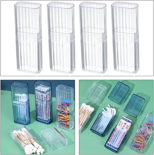 Vista 3 de JIEDALIN 4 piezas de hisopos de algodón para viaje, mini caja de viaje para esponja de maquillaje, hisopos de algodón, lazos para el cabello, hilo