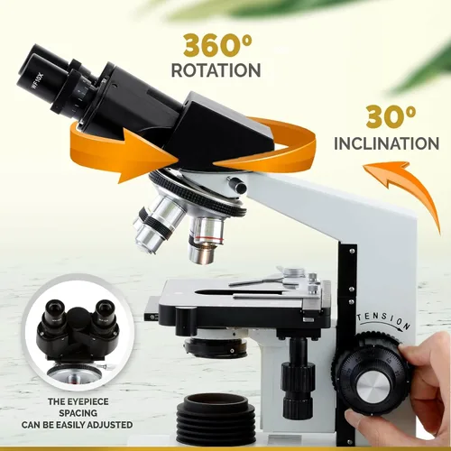 Vista 6 de AmScope Microscopio binocular compuesto B490B-M 40X-2000X + cámara de 1,3 MP