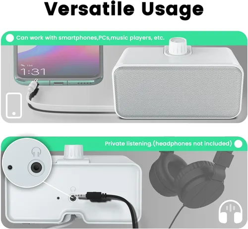 Vista 6 de ANSTEN - Altavoces con cable para TV sin demora, altavoces de TV de voz transparentes con cable 5M Long Cord, Personal Speaker with Headphone