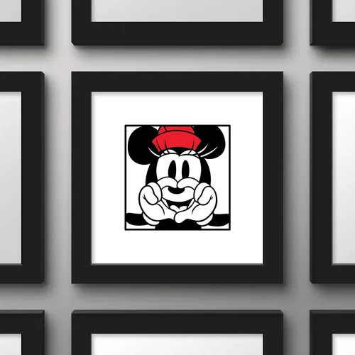Vista 3 de Trends International Gallery Pops Disney Mickey Mouse - Minnie Expressions - Póster de pared de corazón, 12 x 12 pulgadas, versión enmarcada en negro