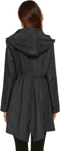 Vista 6 de Lomon chaqueta de mujeres para la lluvia, impermeable y ligera, con capucha, para exteriores