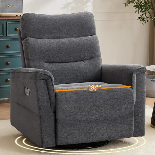 Vista 11 de Silla reclinable giratoria de gran tamaño de 26 pulgadas Blanco crema