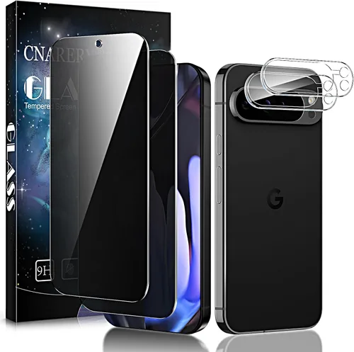 Vista 9 de Paquete de 2 + 2 protectores de pantalla de privacidad para Google Pixel 8, antiespía, película de vidrio templado 9H curvada 3D, resistente a