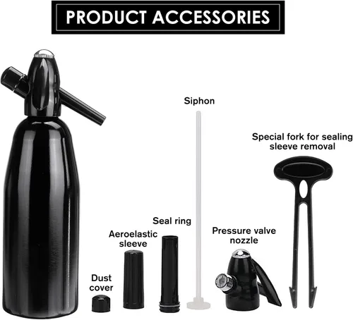 Vista 7 de Sifón de soda, máquina de agua carbonatada de 1 litro, máquina de refrescos, máquina portátil de agua con gas de aluminio para el hogar, bar, hacer