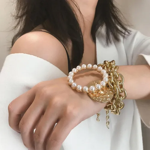 Vista 119 de Long tiantian Pulsera de oro gruesa para mujer, pulseras de oro delicadas, pulseras para mujer, pulseras apilables de eslabones de cadena