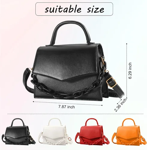 Vista 4 de Bolsos cruzados pequeños para mujeres y niñas, monederos de moda con asa superior con cadena acrílica desmontable