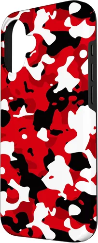 Vista 2 de iPhone 16 Negro + Blanco + Rojo Camuflaje Patrón Funda