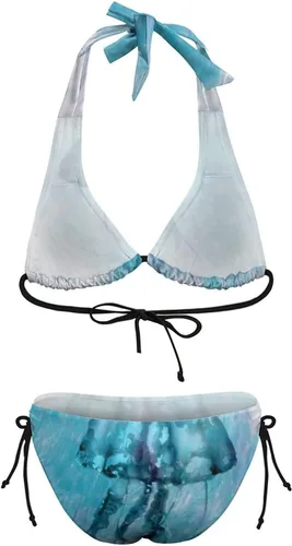 Vista 8 de Traje de baño para adolescentes Sexy Life Blue de dos piezas con cordón ajustable, Estilo-5, XS