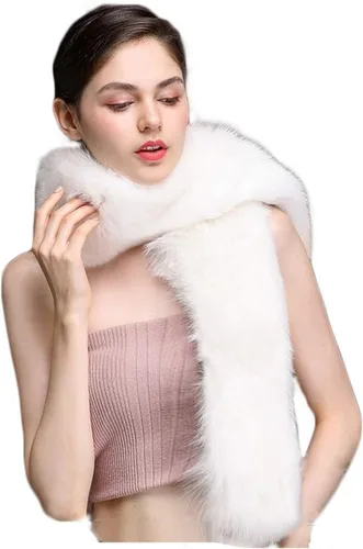 Vista 2 de Bettli Bufanda de piel de mapache de zorro sintético extra grande para hombre y mujer