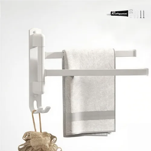 Vista 16 de Toalleros giratorios para baño/cocina, montado en la pared, sin taladro, toallero resistente con barra múltiple, barra de toalla de acero inoxidable