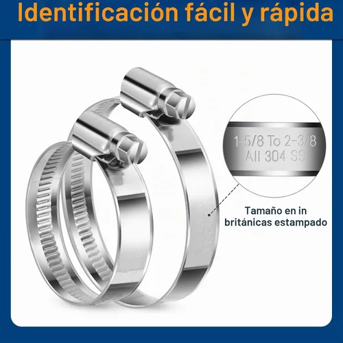 Vista 7 de Abrazaderas de manguera de engranaje helicoidal de acero inoxidable antideslizantes 3/8 a 5/8 "(0.394-0.630 in) SAE Size 4, 5/16"Hex Head, Soft
