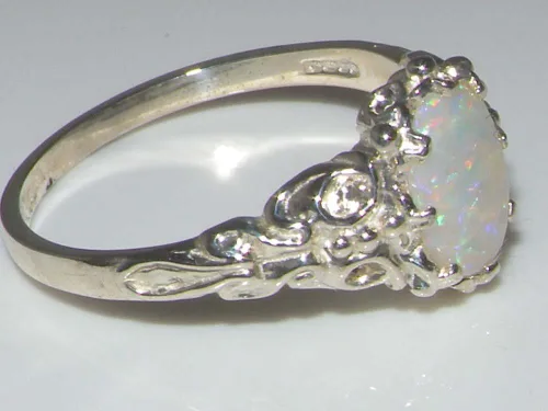 Vista 4 de Anillo de plata de ley 925 con ópalo auténtico para mujer, Metal Metal Piedra preciosa, Ópalo