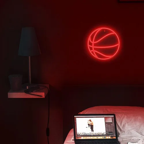 Vista 4 de Señal de neón de baloncesto Lumoonosity - Luces de baloncesto para dormitorio, sala de juegos, pared, decoración temática de baloncesto - Luz
