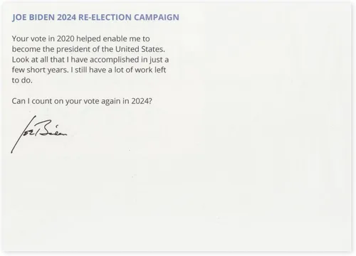 Vista 3 de Paquete de 25 postales de broma a granel – Joe Biden Gracias por tu voto en 2020 y 2024 – Bromas chistes prácticos Gags Venganza Odio Correo