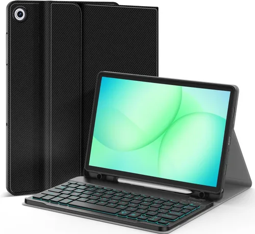 Vista 10 de Funda para teclado retroiluminada para Samsung Galaxy Tab S10 Lite/S10 FE/S9 FE 5G 10.9"/ Tab S9 11", teclado inalámbrico desmontable magnético de 7