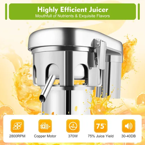 Vista 3 de Máquina extractor de jugo comercial resistente, fabricante de exprimidores de acero inoxidable para frutas y verduras Herramienta centrífuga
