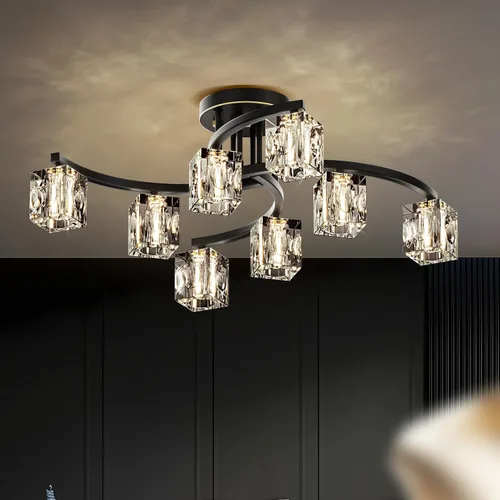Vista 10 de Modern Ceiling Light Fixture with 13-Lights,Gold Semi Flush Mount Ceiling Light,Crystal Sputnik Chandeleirs,Modern Ceiling Lights for Living