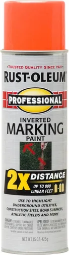 Vista 19 de Rust-Oleum 266575 Pintura en aerosol profesional de distancia 2X y marca invertida, 15 onzas, azul de precaución Utility Marking, Construction