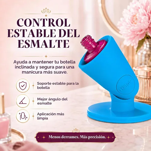 Vista 2 de tweexy Soporte para frasco de esmalte de uñas con bisagra Soporte antiderrame para esmalte de uñas, inclinado, succión IntelliStick Airlock
