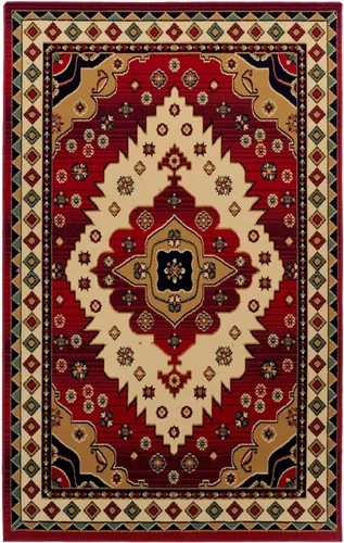 Vista 3 de SUPERIOR Folk Diamond - Alfombra rústica ecléctica bohemia para interiores, 3 x 5 pies, color rojo