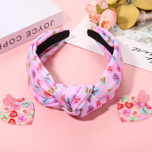 Vista 60 de YAHPERN Diadema para el día de San Valentín para mujer, colorida diadema de algodón con estampado de corazón de conversación XOXO Love, diadema