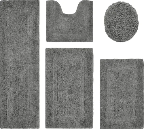 Vista 304 de Better Trends - Juego de 2 alfombras de baño 100% algodón, extra suaves, con borlas, de 17" x 24", alfombra de baño superabsorbente y reversible
