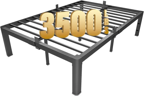 Vista 10 de yookare Armazón de cama de plataforma de metal Twin de 14 pulgadas con esquinas redondas y retenedores de colchón, soporte de listones de acero