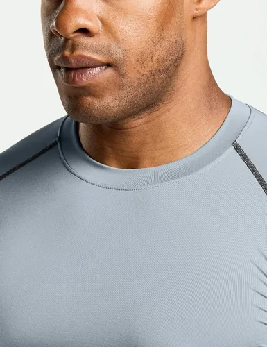 Vista 6 de ATHLIO - Paquete de 1 o 3camisetas de compresión de manga larga con FPU 50+ para hombre, camiseta de protección para deportes acuáticos