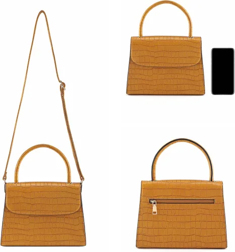 Vista 4 de Ayliss Bolso de mano de cocodrilo pequeño para mujer bolso de hombro clásico bolso de mano con asa superior bolso de piel sintética con cremallera