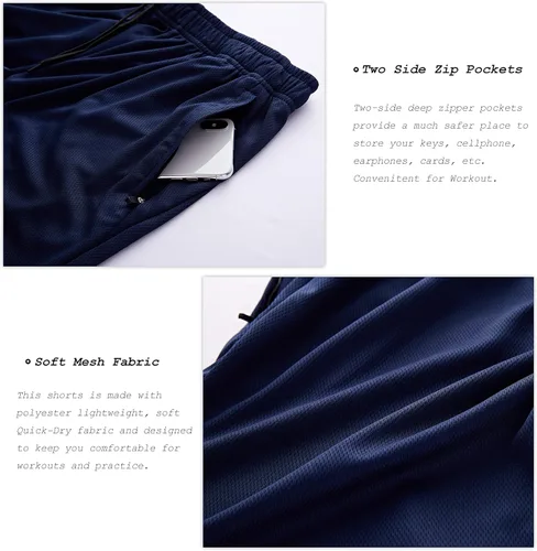 Vista 4 de G Gradual Men's 2 Pack 7" Workout Running Shorts Quick Dry Lightweight Gym Shorts with Zip Pockets