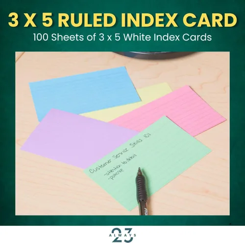 Vista 3 de Always23 Tarjetas de índice con rayas de 3 x 5 pulgadas, colores surtidos, tarjetas de índice multicolor a rayas, tarjetas de notas para escuela