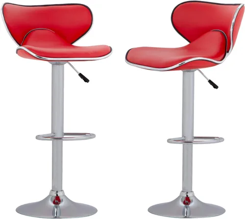 Vista 8 de Sillas giratorias taburetes de bar y modernas ajustable de piel sintética, conjunto de 2, Cuero, Negro
