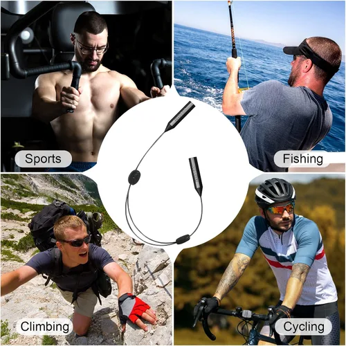 Vista 7 de SMARTTOP Correa para gafas, soporte ajustable con dos agujeros mejorados, correa de cuerda para anteojos sin cola, soporte para gafas de sol