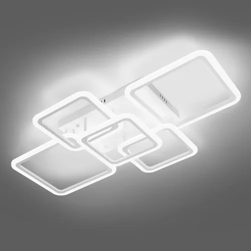 Vista 10 de Modernas luces LED de techo para dormitorio, 40.2 pulgadas, regulables, cuadradas, 6+1 anillos, luces de techo para sala de estar con control remoto