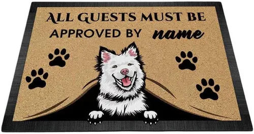 Vista 20 de Tapete personalizado con nombre de perro que mira al perro Cocker Spaniel, todos los invitados deben ser aprobados por alfombras para decoración