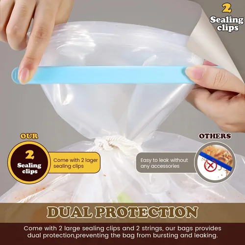Vista 4 de Bolsa de salmuera, 26 x 22 pulgadas, paquete de 2, bolsa de salmuera de pavo extra grande con 2 cuerdas y 2 clips más grandes, materiales gruesos
