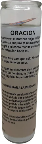 Vista 5 de un perfumado Veladora, dominar a la pareja, Corderito Manso, Vaso Grande 14 oz con poderosa oración en español al reverso