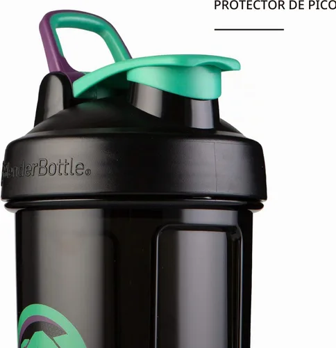 Vista 4 de BlenderBottle - Botella agitadora Pro Series Marvel perfecta para batidos de proteínas y preentrenamiento, 28 onzas, Capitán Marvel