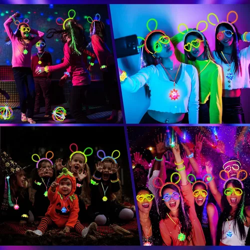 Vista 6 de Suministros de fiesta de Nochevieja 2026, suministros de fiesta que brillan en la oscuridad para niños y adultos, recuerdos de fiesta iluminados