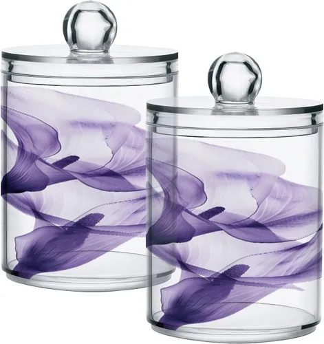Vista 38 de Juego de 2 dispensadores de bastoncillos de algodón de mármol turquesa, recipiente de almacenamiento para baño, tapa de plástico acrílico, frasco