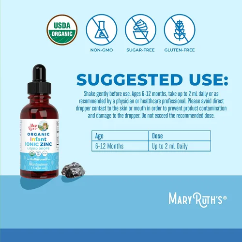 Vista 3 de MaryRuth Organics - Gotas líquidas de zinc iónico orgánico para bebés Sulfato de zinc para el apoyo inmunológico Glicerina orgánica
