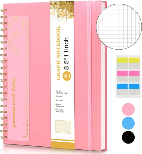 Vista 41 de Cuaderno de espiral de 8.5 x 11 pulgadas, cuadernos grandes A4 para mujeres y hombres, diario rayado universitario, papel de 3.53 oz/m², diarios