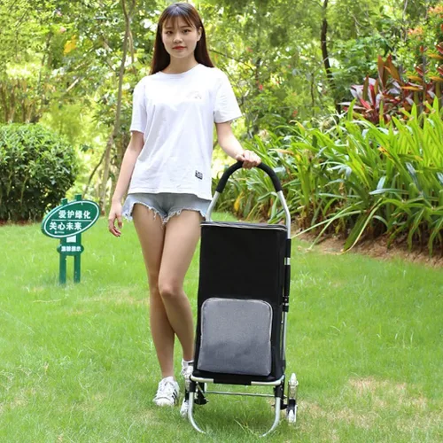 Vista 7 de Bolsa de repuesto para carrito de compras, bolsa de repuesto impermeable para carrito, con bolsillos laterales y bolsillo frontal, bolsa