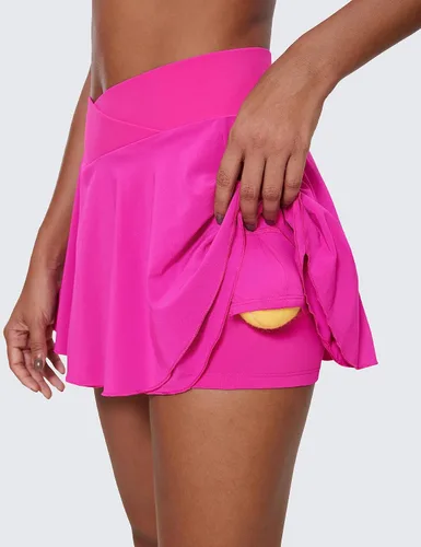 Vista 5 de CRZ YOGA Faldas de tenis para mujer, de cintura alta, con volantes, para entrenamiento, atlético, golf, con bolsillos