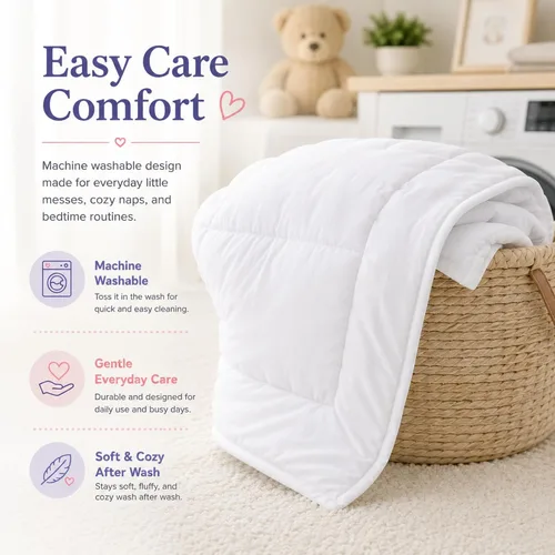 Vista 6 de Continental Bedding Edredón para niños pequeños, relleno de edredón de microfibra 100%, manta para dormir con funda de algodón, se adapta a cuna